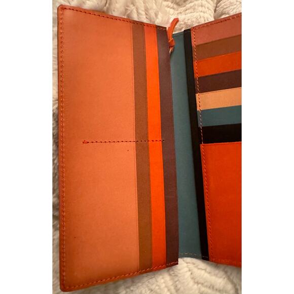 Craftwork Products Japan Made Deep Orange Colorblock Motif Long Wallet - Picture 8 of 10